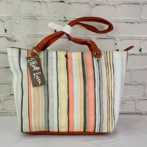 ELLIOTT LUCCA 'ARIA' SHOULDER BAG DOUBLE STRAP TOP-ZIP HARMONY STRIPE